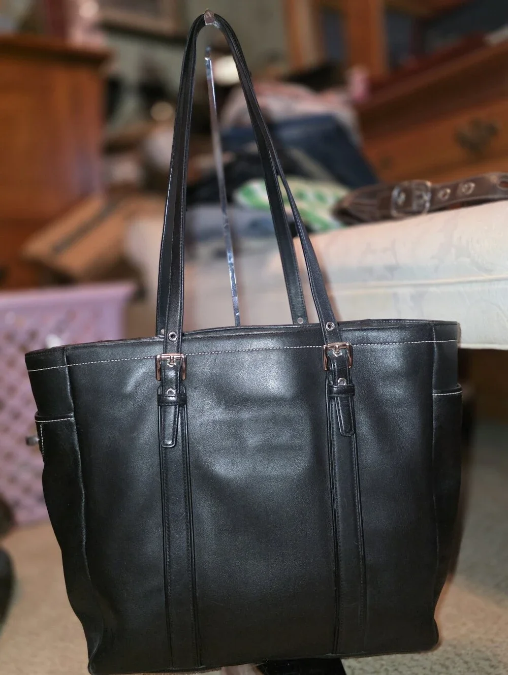 Coach Black Leatherware 1941 Hamptons Tote Y2k W/ Wallet Like New
